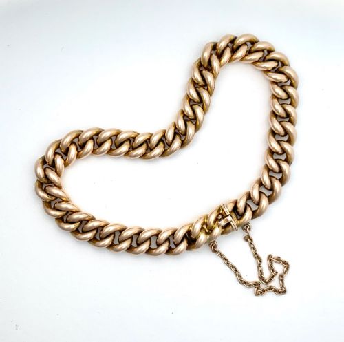 Victorian 9ct Rosy Gold Curb Chain Bracelet