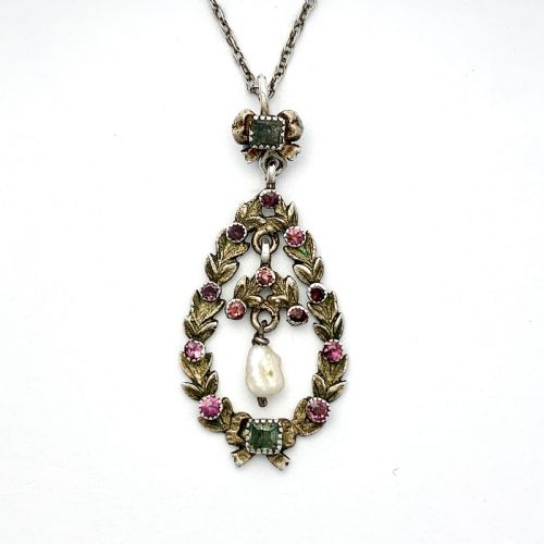 19th Century Austro Hungarian Baroque Pearl Gemstone Pendant