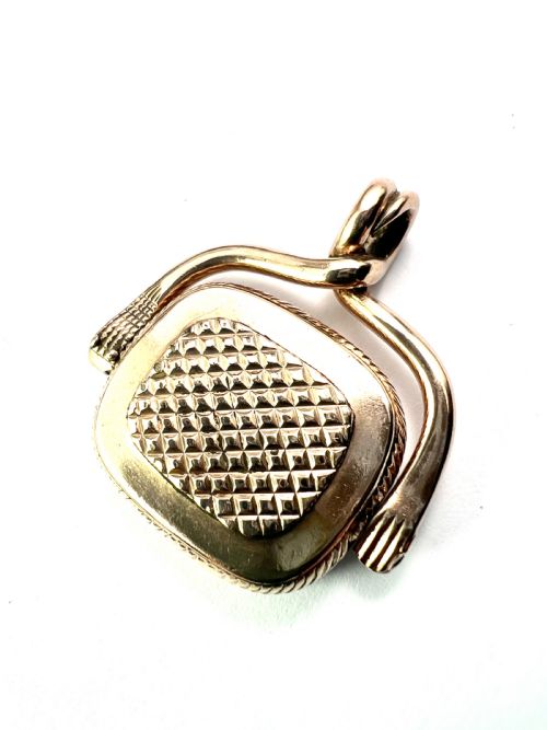 fig 1. Antique Snake and Hand Gold Intaglio Carnelian Spinner Fob Pendant