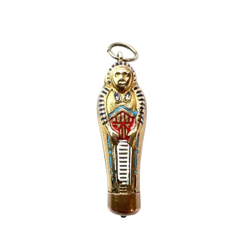 Small Antique Egyptian Sarcophagus Pharaoh Enamelled Propelling Pencil Pendant