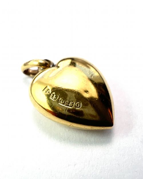 1897 HALLMARKED VICTORIAN 15CT GOLD DIAMOND STAR PUFFY HEART PENDANT - ADDITIONAL PHOTO 3