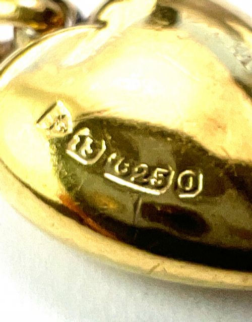 1897 HALLMARKED VICTORIAN 15CT GOLD DIAMOND STAR PUFFY HEART PENDANT - ADDITIONAL PHOTO 4