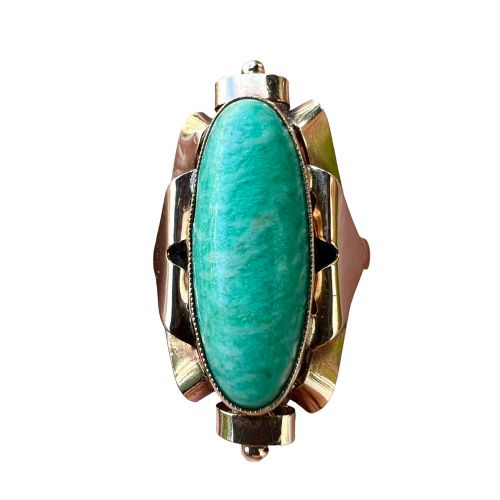1940s Vintage Gold Aventurine Cocktail Ring