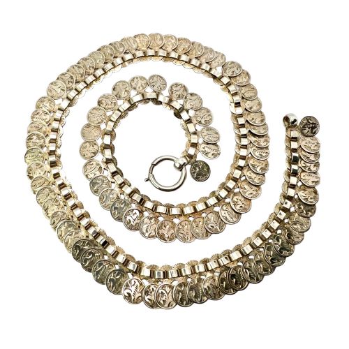 VICTORIAN SILVER ENGRAVED COIN NECKLACE