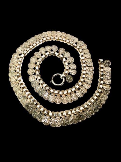 VICTORIAN SILVER ENGRAVED COIN NECKLACE - ADDITIONAL PHOTO 1