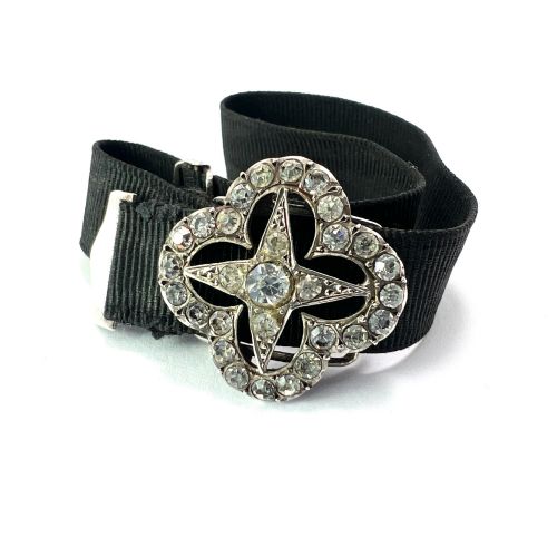 ANTIQUE SILVER PASTE STAR RIBBON SLIDER BRACELET
