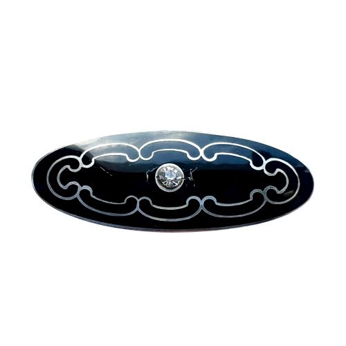 Art Deco Enamelled Silver Paste Brooch