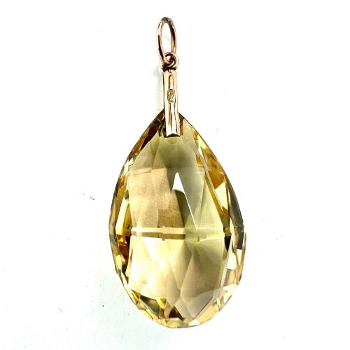 ARTS AND CRAFTS 9CT GOLD CITRINE TEARDROP PENDANT