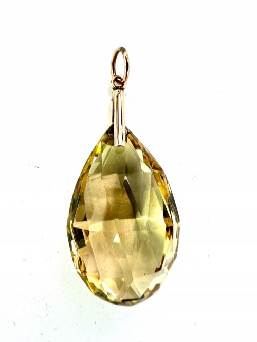 ARTS AND CRAFTS 9CT GOLD CITRINE TEARDROP PENDANT - ADDITIONAL PHOTO 5