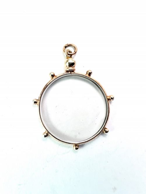 ANTIQUE GOLD ON SILVER GLASS TOP SCREW LOCKET PENDANT - ADDITIONAL PHOTO 3