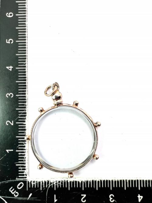 ANTIQUE GOLD ON SILVER GLASS TOP SCREW LOCKET PENDANT - ADDITIONAL PHOTO 5