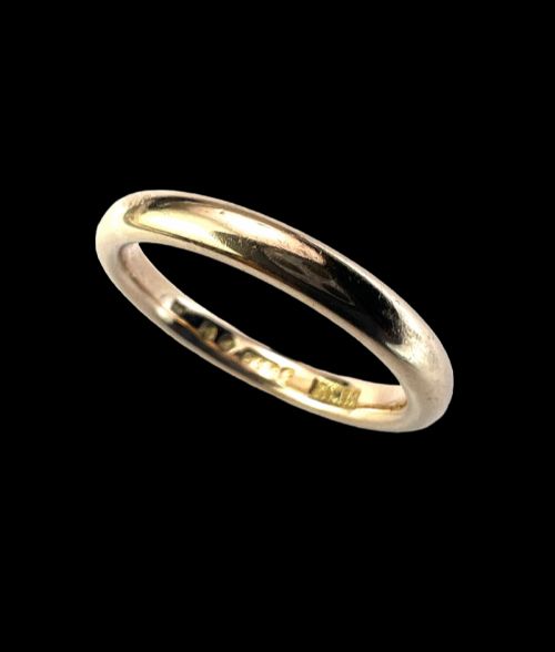 1941 VINTAGE 9CT GOLD PLAIN STACKING RING WEDDING BAND - ADDITIONAL PHOTO 2