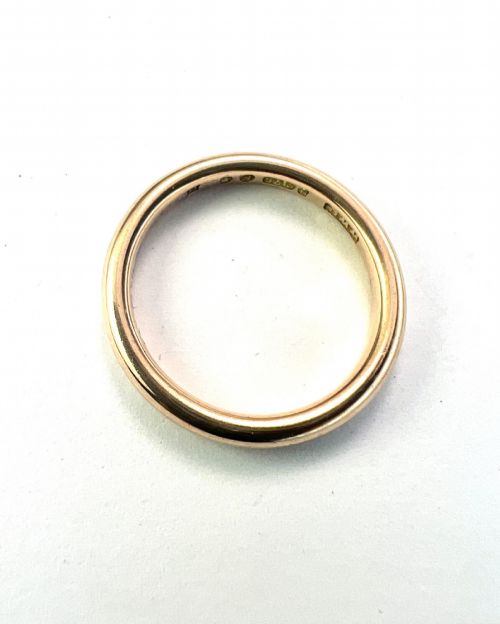 1941 VINTAGE 9CT GOLD PLAIN STACKING RING WEDDING BAND - ADDITIONAL PHOTO 3