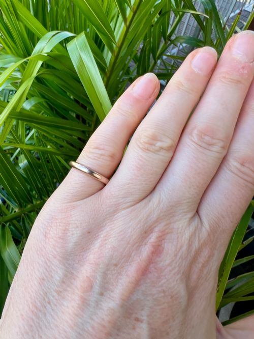 1941 VINTAGE 9CT GOLD PLAIN STACKING RING WEDDING BAND - ADDITIONAL PHOTO 6