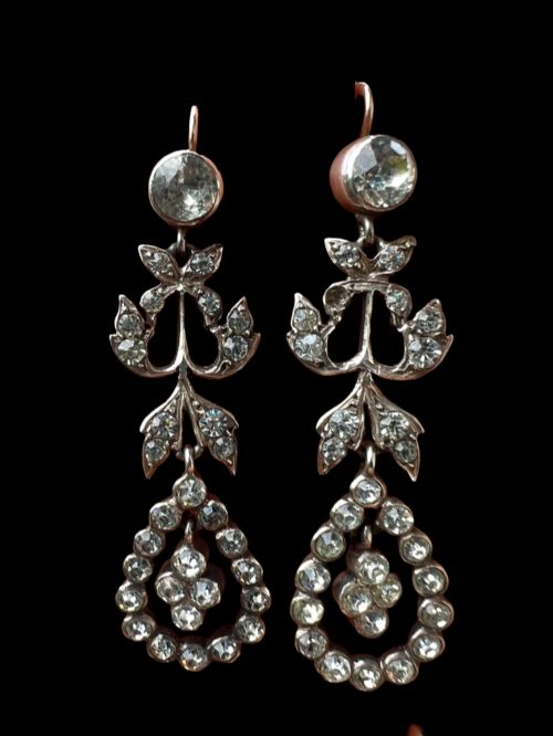 19TH CENTURY SILVER PASTE CHANDELIER DROP EARRINGS - ADDITIONAL PHOTO 1