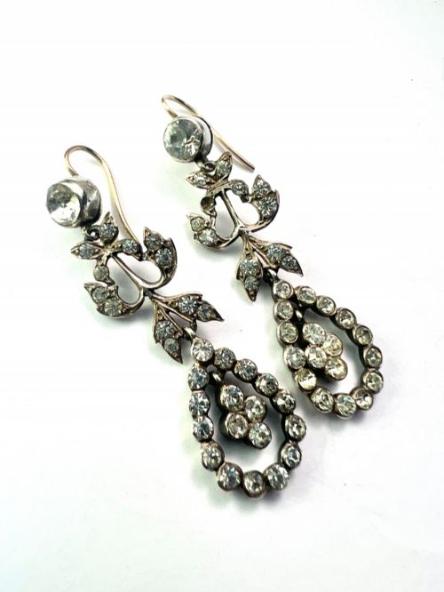 19TH CENTURY SILVER PASTE CHANDELIER DROP EARRINGS - ADDITIONAL PHOTO 3