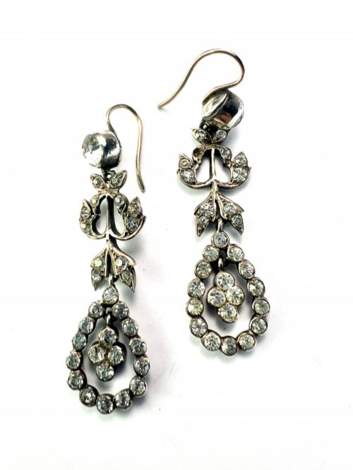19TH CENTURY SILVER PASTE CHANDELIER DROP EARRINGS - ADDITIONAL PHOTO 4