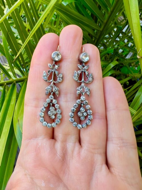 19TH CENTURY SILVER PASTE CHANDELIER DROP EARRINGS - ADDITIONAL PHOTO 6