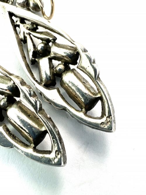 ANTIQUE GOLD AND SILVER BAGUETTE PASTE DROP EARRINGS - ADDITIONAL PHOTO 4