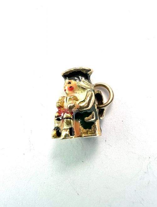 1959 VINTAGE 9CT GOLD ENAMEL TOBY JUG CHARM - ADDITIONAL PHOTO 4