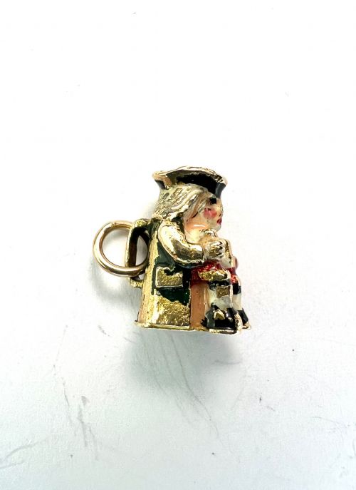 1959 VINTAGE 9CT GOLD ENAMEL TOBY JUG CHARM - ADDITIONAL PHOTO 5