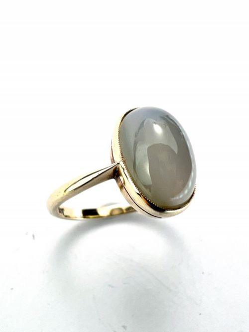 EDWARDIAN 9CT GOLD CHALCEDONY CABOCHON SOLITAIRE RING - ADDITIONAL PHOTO 1