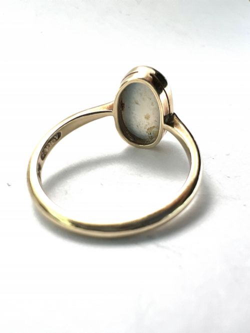 EDWARDIAN 9CT GOLD CHALCEDONY CABOCHON SOLITAIRE RING - ADDITIONAL PHOTO 5