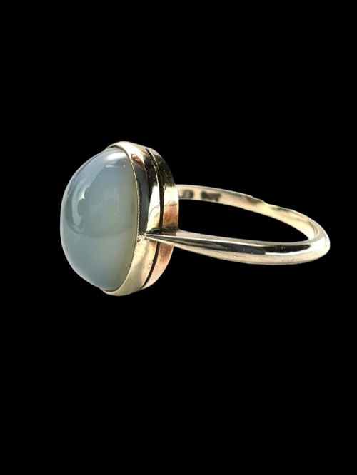 EDWARDIAN 9CT GOLD CHALCEDONY CABOCHON SOLITAIRE RING - ADDITIONAL PHOTO 7