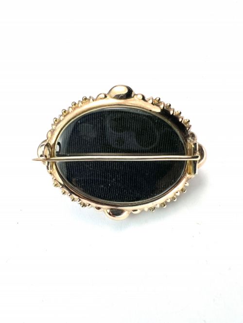 LARGE VICTORIAN GOLD GARNET ETRUSCAN REVIVAL LOCKET BROOCH - ADDITIONAL PHOTO 4