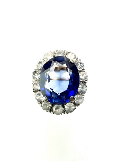 ANTIQUE EDWARDIAN SAPPHIRE GOLD AND SILVER HALO RING - ADDITIONAL PHOTO 7