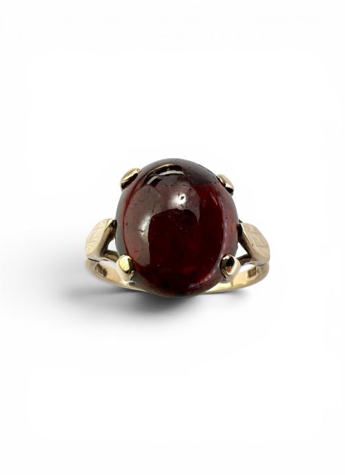 VINTAGE 9CT GOLD GARNET CABOCHON RING - ADDITIONAL PHOTO 1