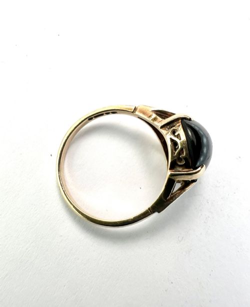 VINTAGE 9CT GOLD GARNET CABOCHON RING - ADDITIONAL PHOTO 4