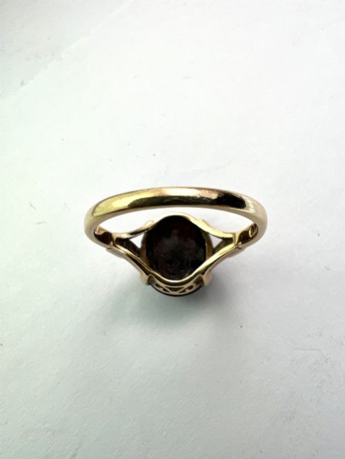 VINTAGE 9CT GOLD GARNET CABOCHON RING - ADDITIONAL PHOTO 5
