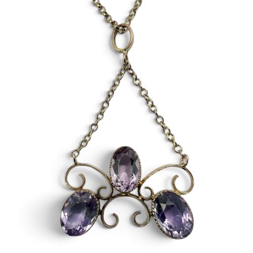 Edwardian 9ct Gold Amethyst Chain Necklace