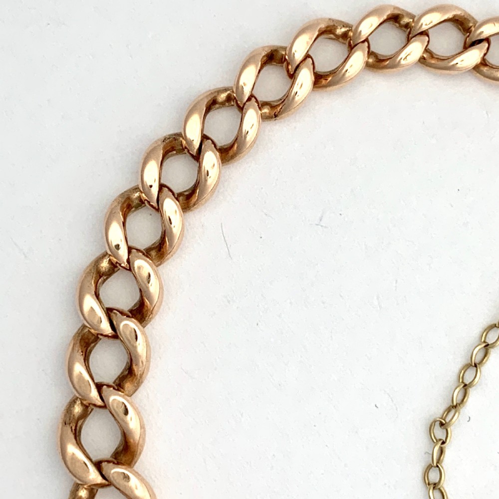 Victorian 9CT Rose Gold Graduated Curb Chain Bracelet View VI