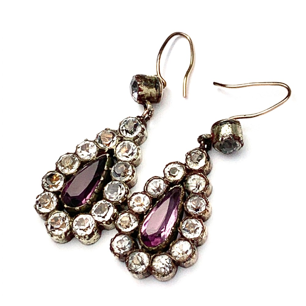 Georgian Black Dot Paste Teardrop Earrings