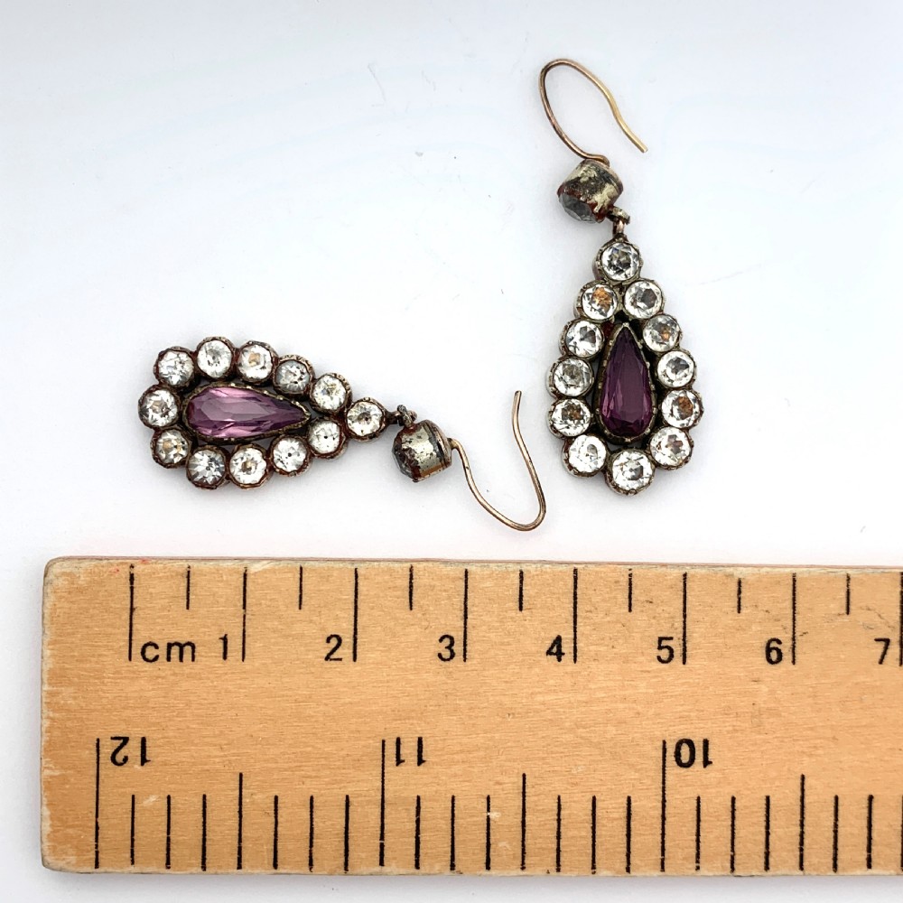 Georgian Black Dot Paste Teardrop Earrings View II