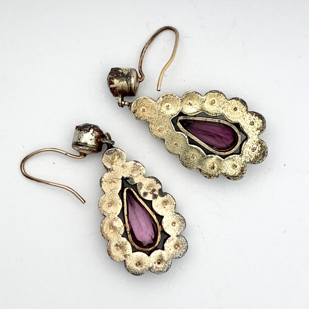Georgian Black Dot Paste Teardrop Earrings View IV