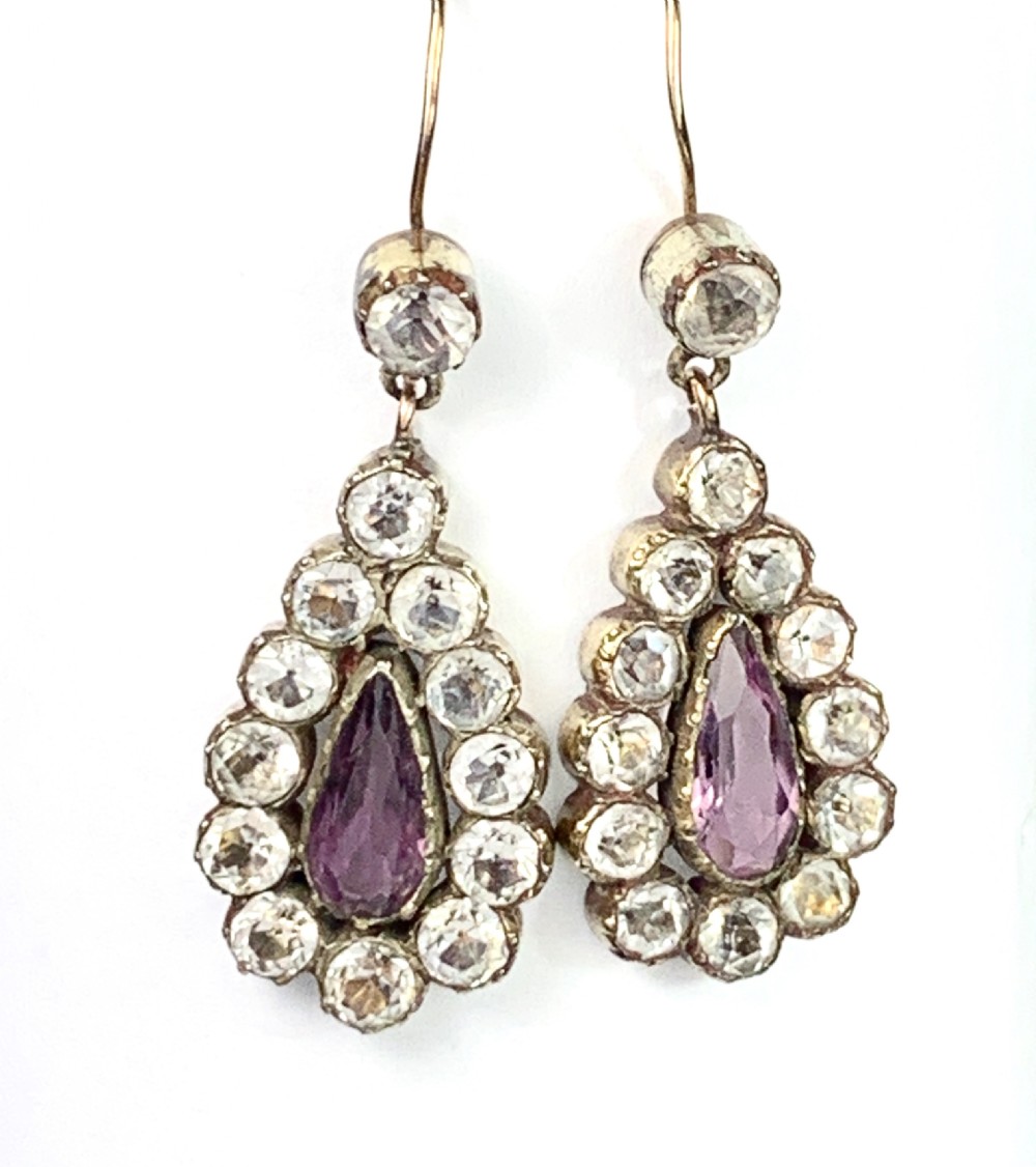 Georgian Black Dot Paste Teardrop Earrings View VI