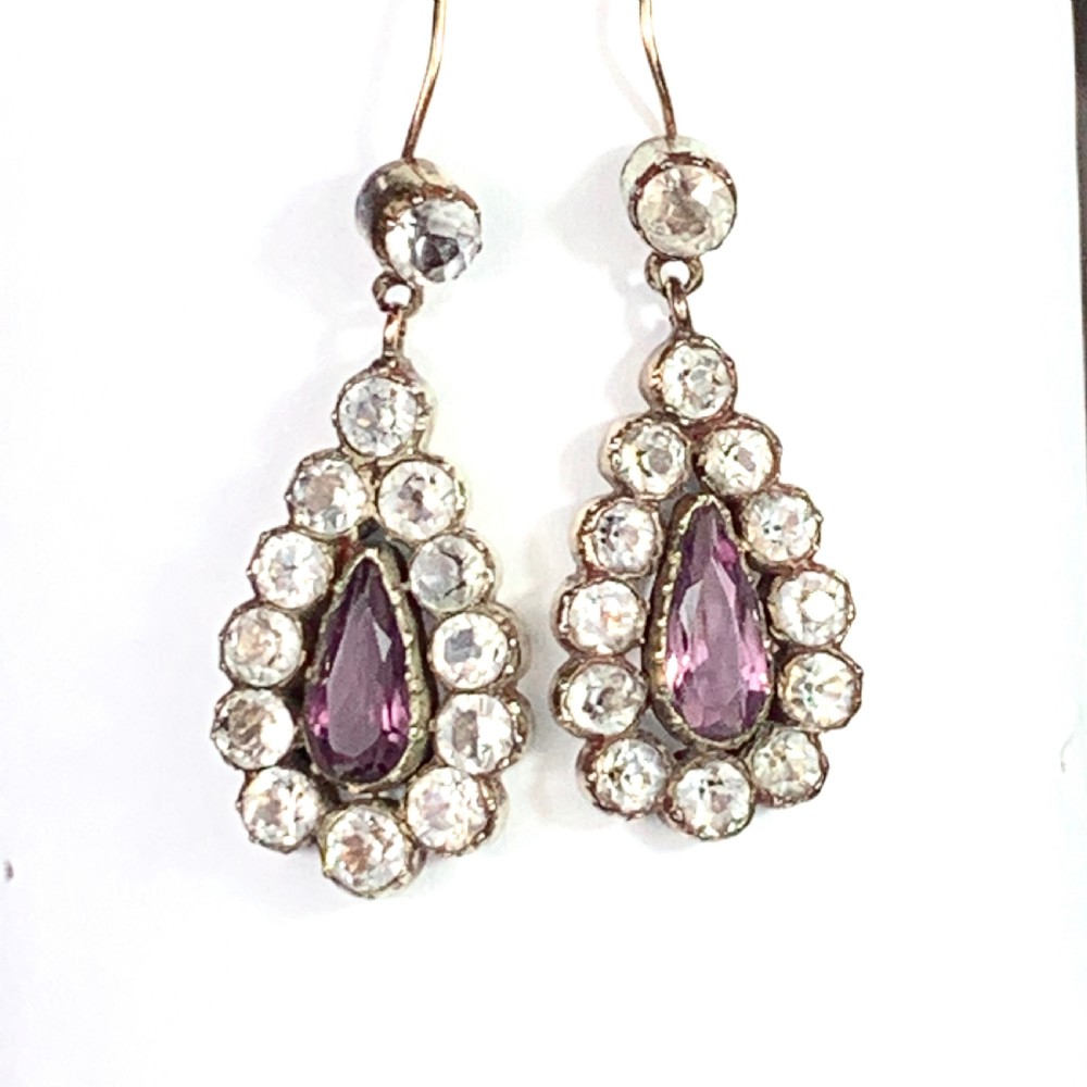 Georgian Black Dot Paste Teardrop Earrings View VII