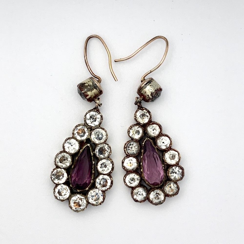Georgian Black Dot Paste Teardrop Earrings View VIII