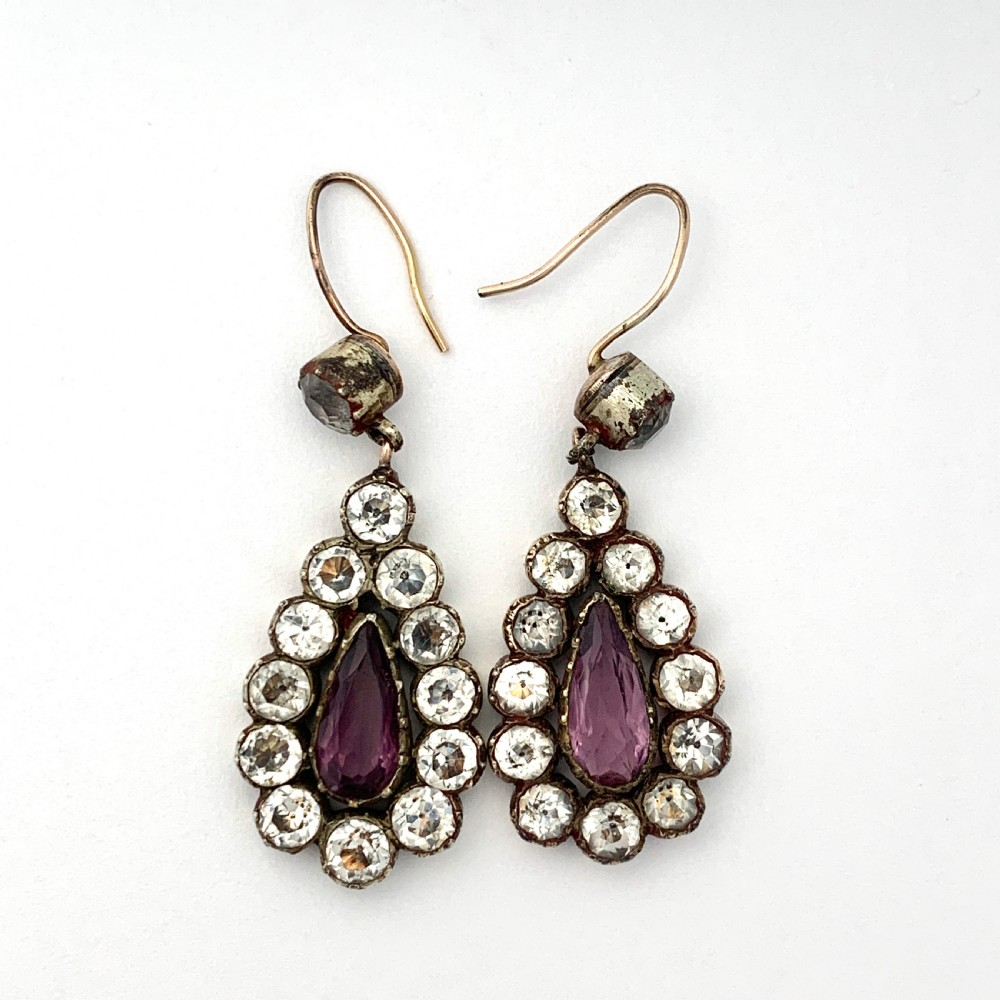Georgian Black Dot Paste Teardrop Earrings View IX