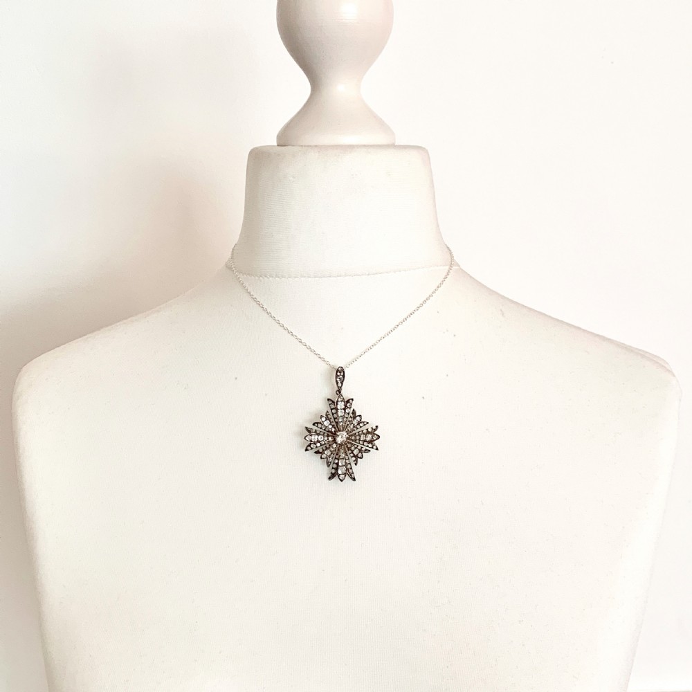 Edwardian Art Nouveau Silver Guilloche Enamel and Amethyst Necklace View II