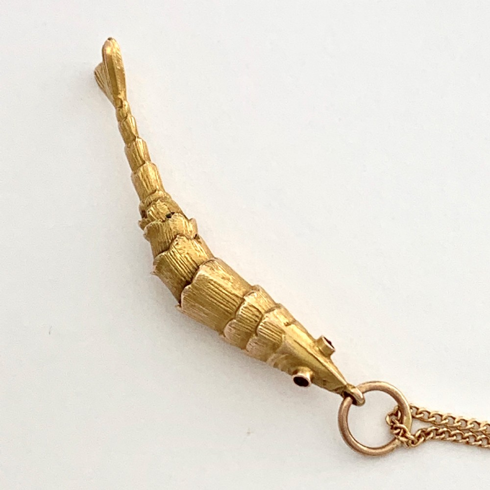 Victorian 9CT Gold Articulated Fish Charm Necklace View VI