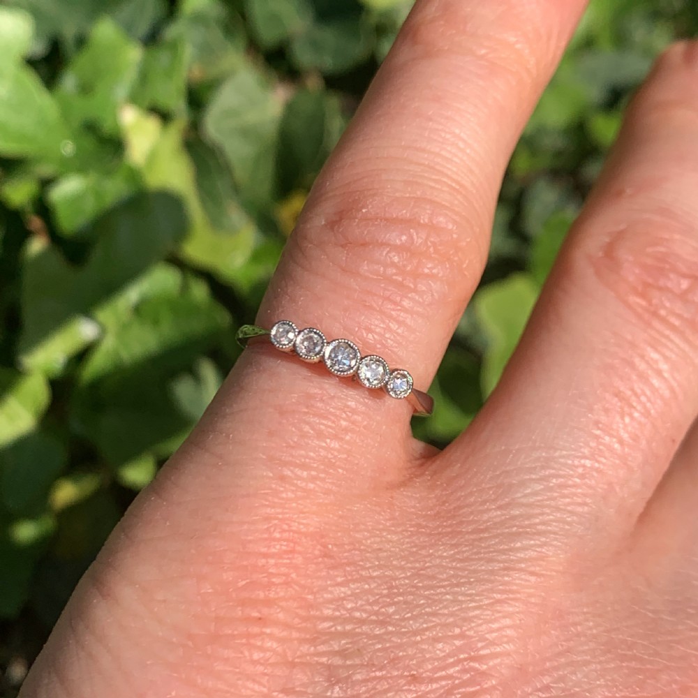 Art Deco Five-Stone Diamond 18CT Gold Platinum Engagement Ring View II