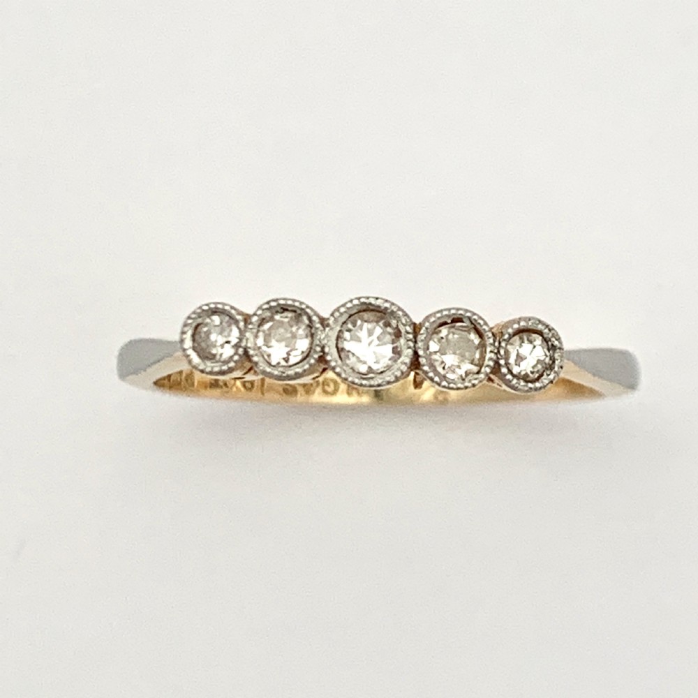 Art Deco Five-Stone Diamond 18CT Gold Platinum Engagement Ring View V