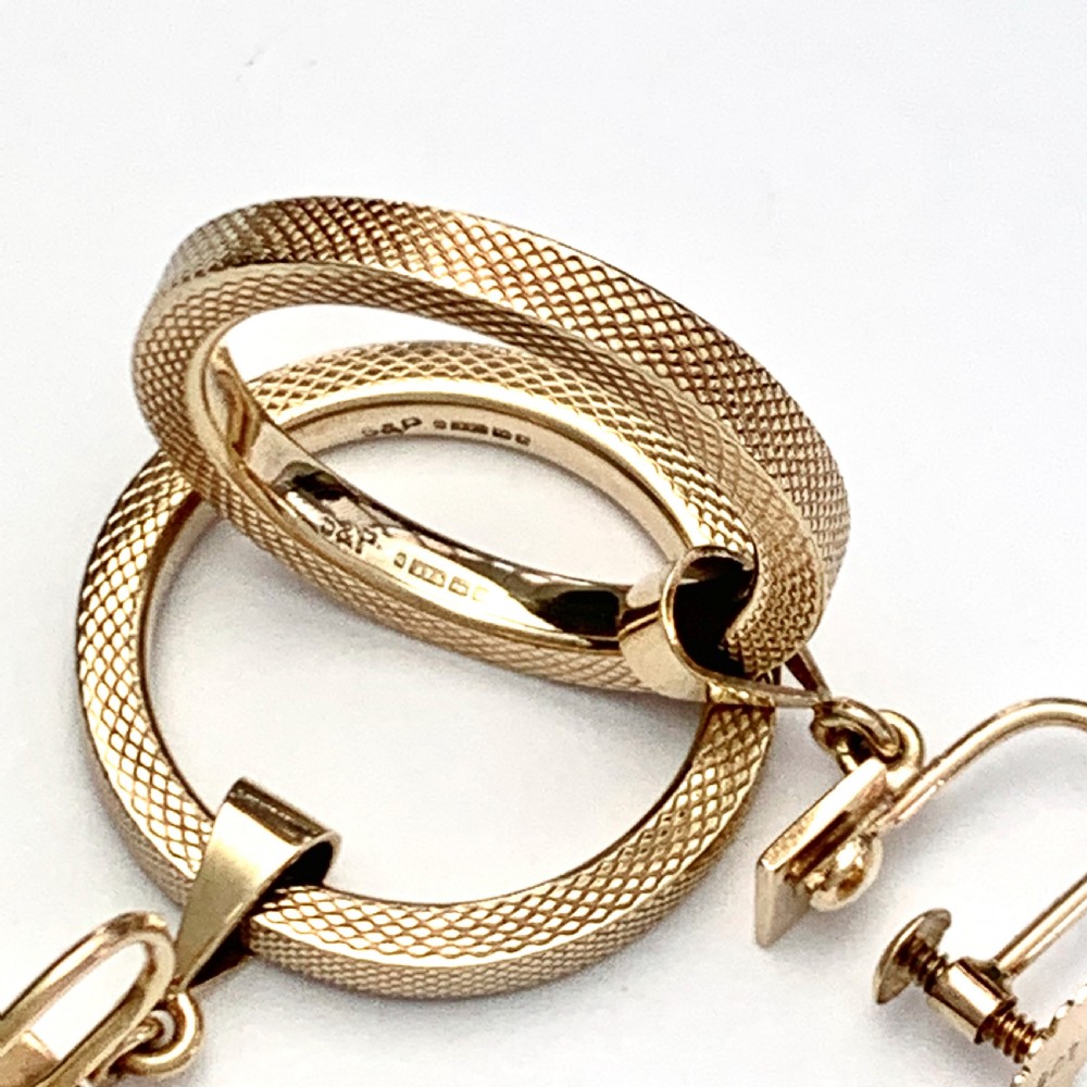 Vintage 9CT Gold Screwback Dangling Hoop Earrings View VI