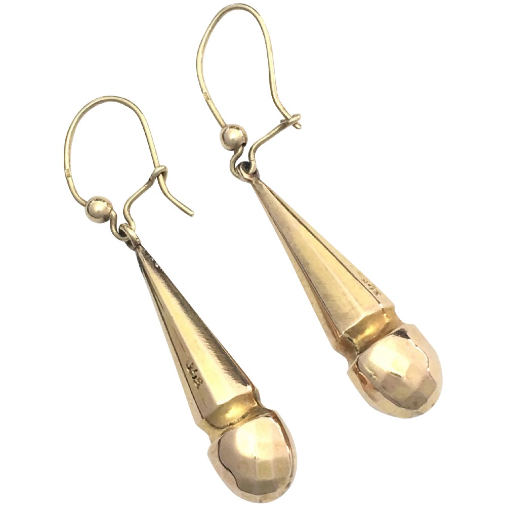 RESERVED • Victorian 9CT Gold Torpedo Drop Earrings