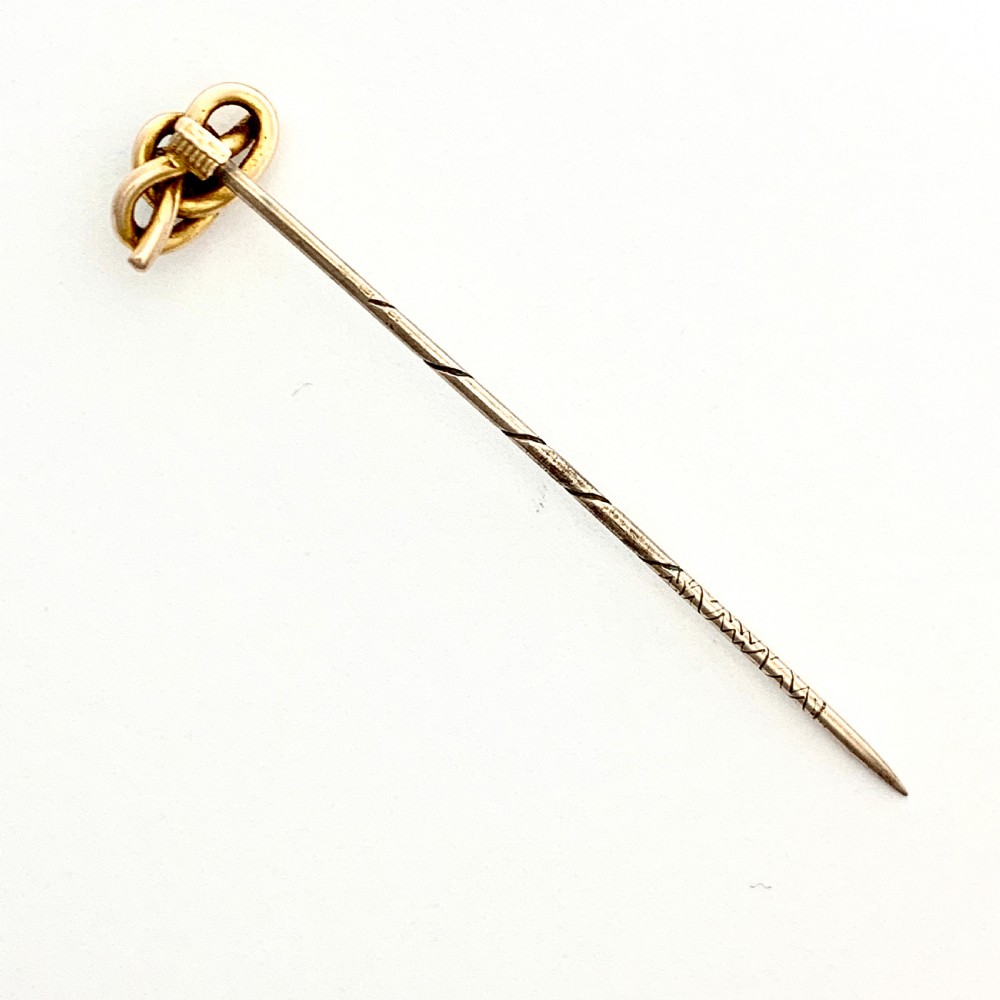 Small Victorian 15CT Gold Turquoise Knot Stick Pin View II