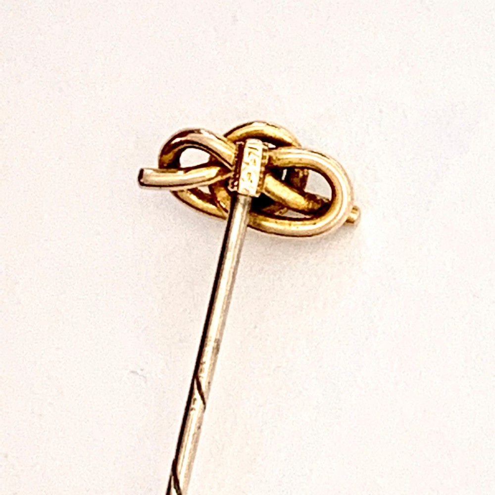 Small Victorian 15CT Gold Turquoise Knot Stick Pin View III